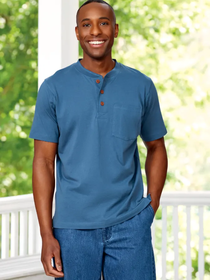 Orton Brothers Cotton Short-Sleeve Henley T-Shirt