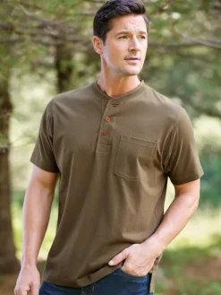 Orton Brothers Cotton Short-Sleeve Henley T-Shirt