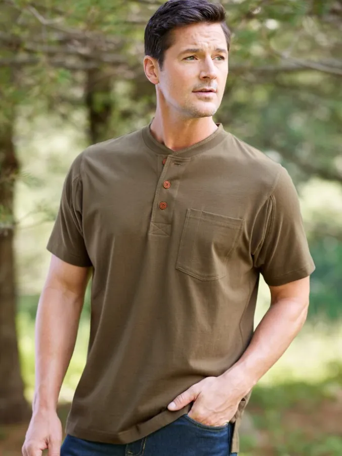 Orton Brothers Cotton Short-Sleeve Henley T-Shirt