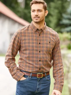 Orton Brothers Cotton Twill Plaid Long Sleeve Shirt