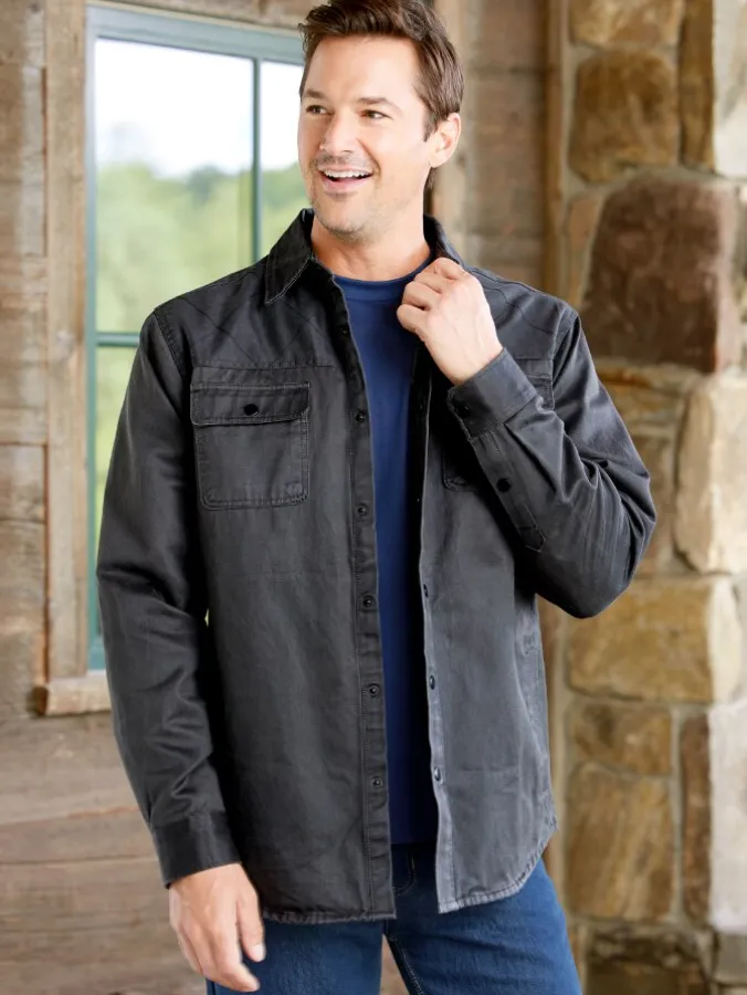 Orton Brothers Flannel-Lined Microsuede Shirt Jacket