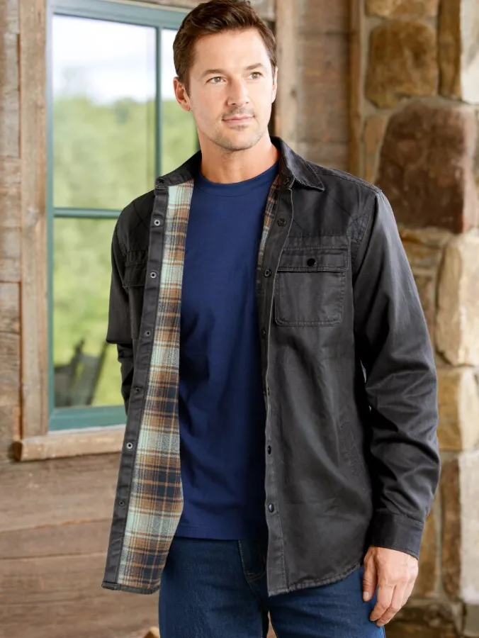 Orton Brothers Flannel-Lined Microsuede Shirt Jacket