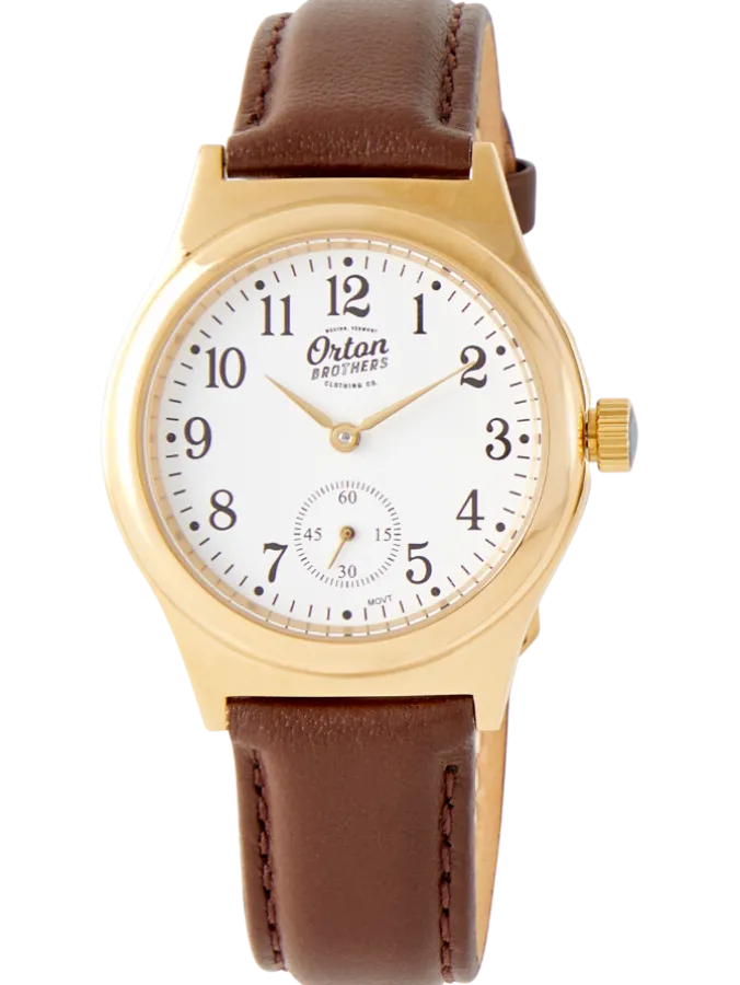 Orton Brothers Gold-Tone Face Wind-Up Watch