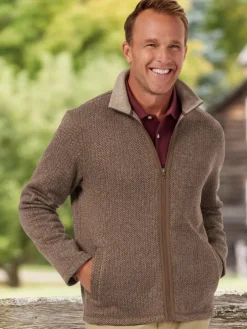 Orton Brothers Herringbone Zip-Up Fleece Jacket