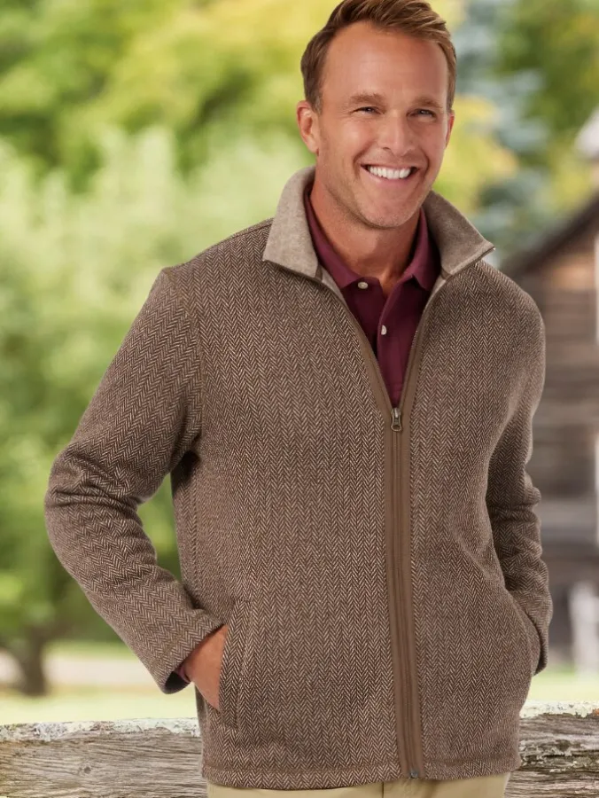 Orton Brothers Herringbone Zip-Up Fleece Jacket