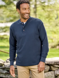 Orton Brothers Long-Sleeve Waffle-Knit Henley