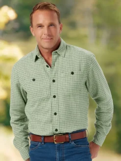 Orton Brothers Men's Midweight Houndstooth Flannel Shirt
