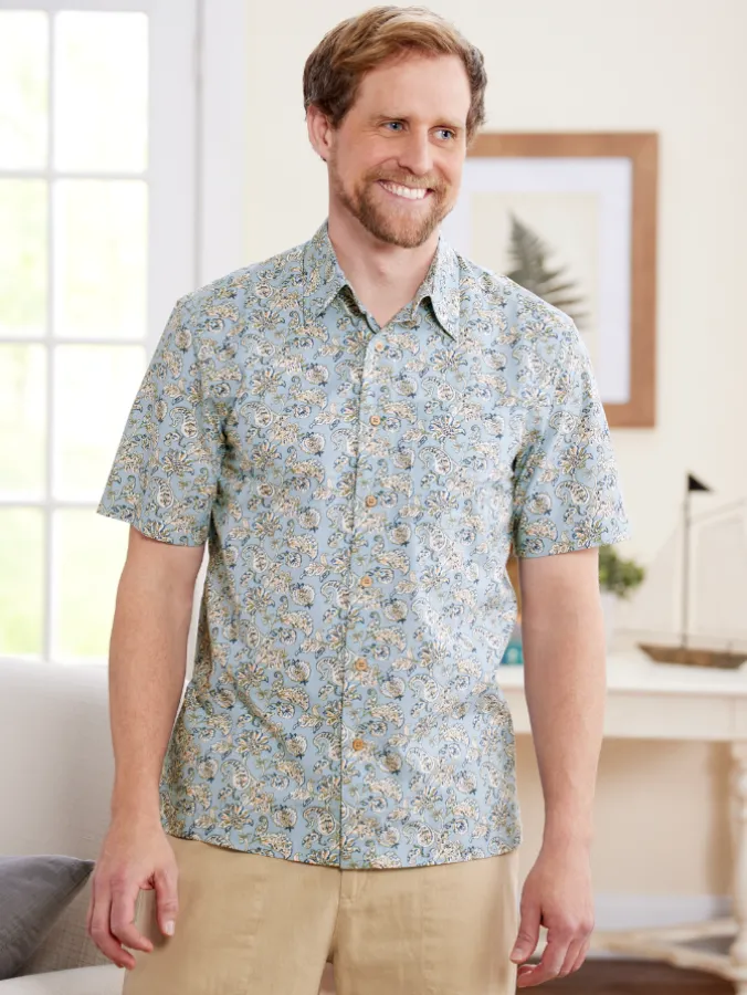 Orton Brothers Paisley Short-Sleeve Cotton Shirt