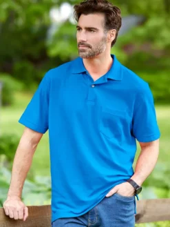 Orton Brothers Pique-Knit Short-Sleeve Polo Shirt in Coral or Royal