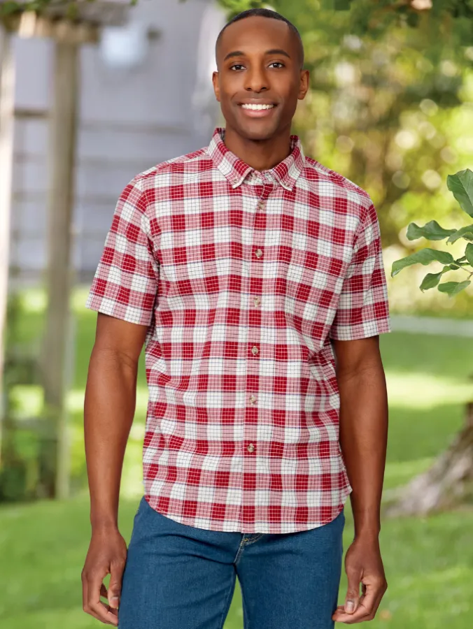 Orton Brothers Short-Sleeve Oxford Plaid Shirt