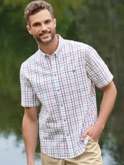 Orton Brothers Short-Sleeve Seersucker Plaid Shirt