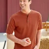 Orton Brothers Short-Sleeve Waffle-Knit Henley