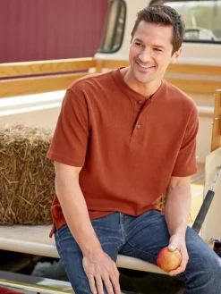 Orton Brothers Short-Sleeve Waffle-Knit Henley