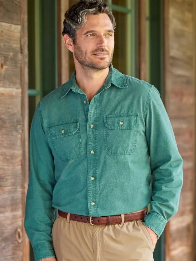 Orton Brothers Solid Washed-Canvas Long-Sleeve Shirt