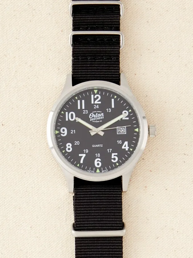 Orton Brothers Stainless-Steel Field Watch With Nylon Wrist Band