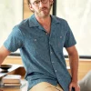 Orton Brothers Textured Weave Short-Sleeve Cotton/Hemp Camp Shirt