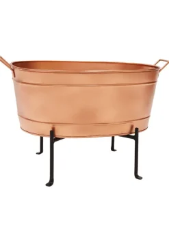 Oval Copper Tub With Folding Stand