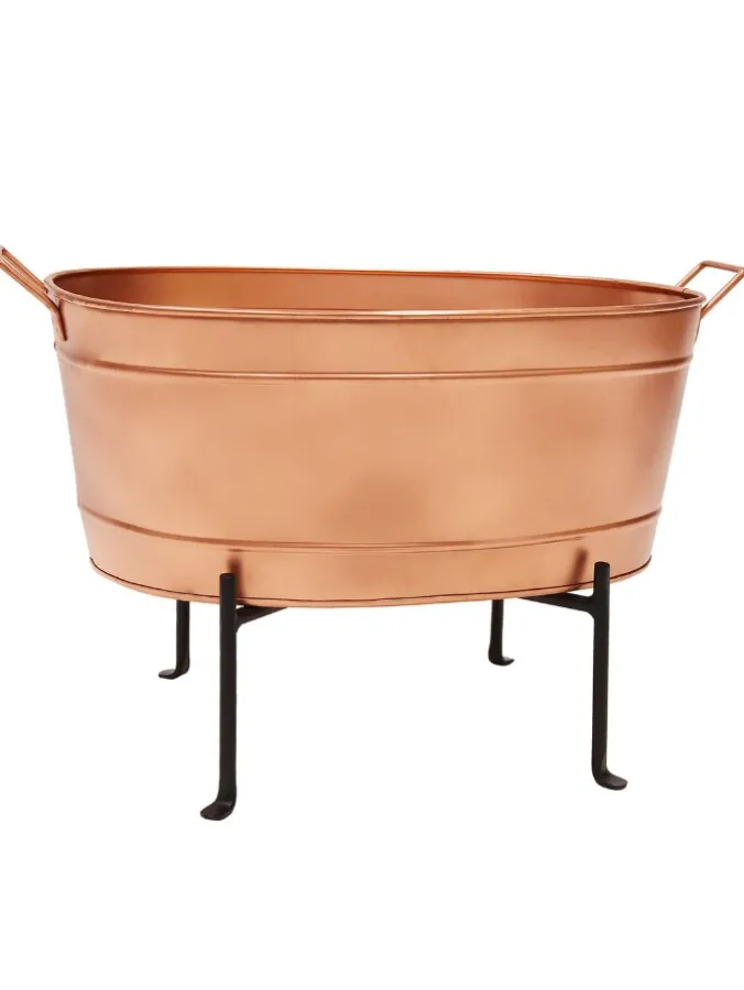 Oval Copper Tub With Folding Stand