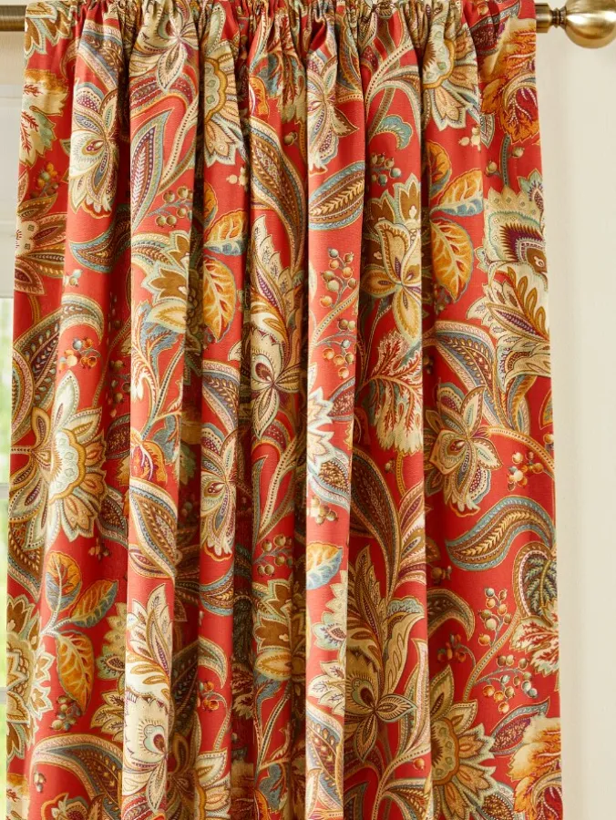 Paisley Jacobean Floral Lined Rod Pocket Curtains by Country Curtains®