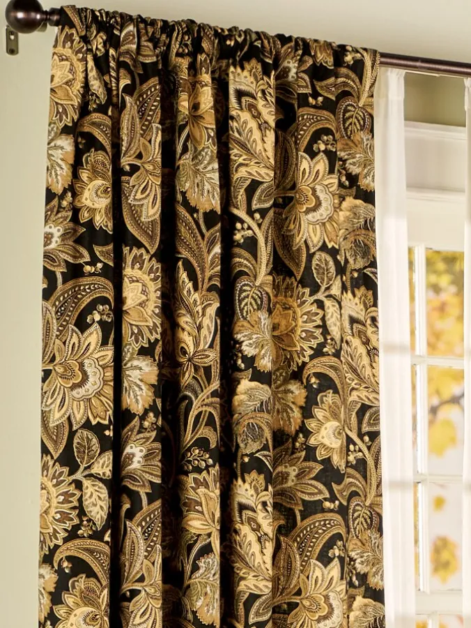 Paisley Jacobean Floral Lined Rod Pocket Curtains by Country Curtains®