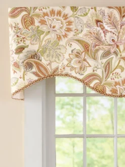 Paisley Jacobean Floral Lined Rod Pocket Scalloped Valance by Country Curtains®