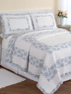 Paisley Ruffle Cotton Quilt or Pillow Sham Pair
