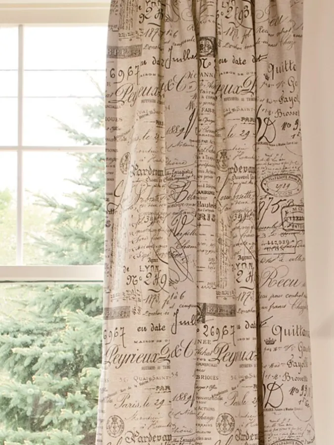 Parisian Note Lined Rod Pocket Curtains