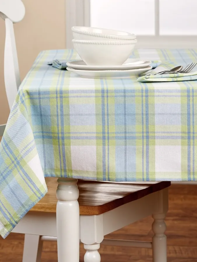 Pastel Plaid Cotton Table Linens
