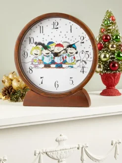 Peanuts Christmas Carolers Musical Mantel Clock