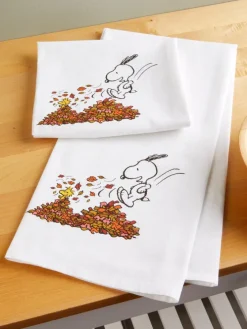 Peanuts Fall Leaves Flour Sack Towel, Set of 2