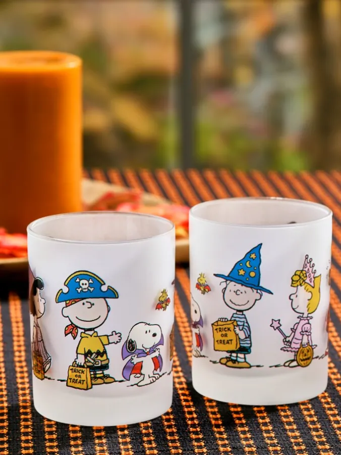 Peanuts Frosted Halloween Glass, Set of 2