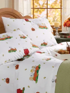 Peanuts Great Pumpkin Halloween Portuguese Cotton Percale Sheet Set