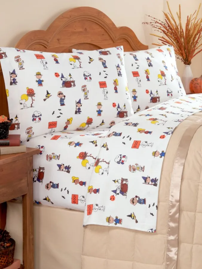 Peanuts Halloween Party Portuguese Cotton Percale Sheet Set