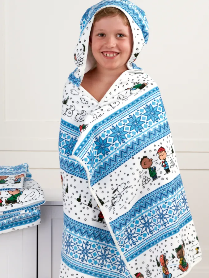 Peanuts Nordic Print Cotton Child's Hooded Towel