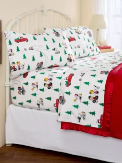 Peanuts O Christmas Tree Portuguese Cotton Percale Sheet Set