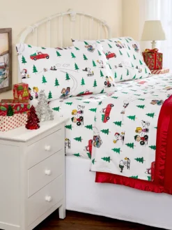 Peanuts O Christmas Tree Portuguese Cotton Percale Sheet Set