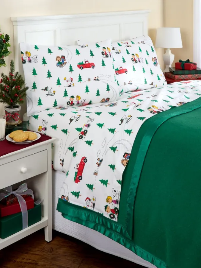 Peanuts O Christmas Tree Portuguese Cotton Flannel Sheet Set