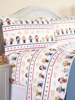 Peanuts Patriotic Pals Portuguese Cotton Percale Sheet Set