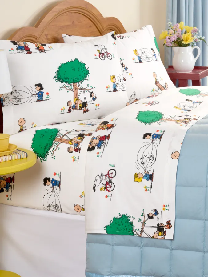 Peanuts Playground Fun Portuguese Cotton Percale Sheet Set