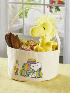 Peanuts Snoopy and Woodstock Canvas Easter Basket