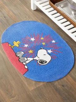 Peanuts Snoopy and Woodstock Americana Braided Cotton Throw Rug