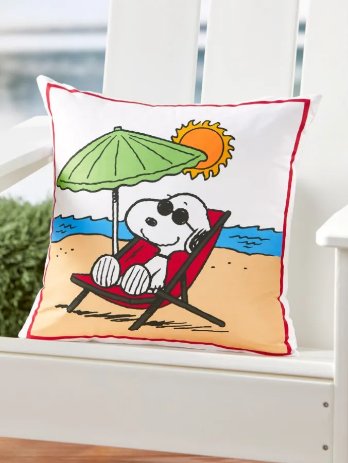 Peanuts Snoopy's Beach Day 18 Inch Indoor/Outdoor Throw Pillow Cover