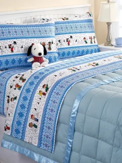 Peanuts Winter Wonderland Nordic Print Portuguese Cotton Flannel Sheet Set