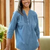 Perfect-Pintuck Chambray Tunic