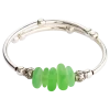 Peridot Tumbled Glass Memory Wire Bracelet