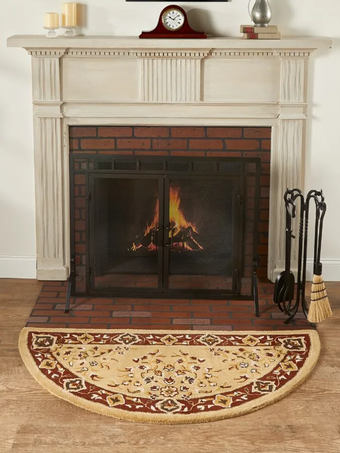 Persian-Style Half-Round Hearth Rug