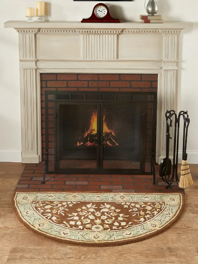 Persian-Style Half-Round Hearth Rug