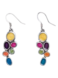 Pewter and Enamel Bubble Drop Earrings