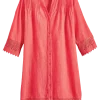 Pintuck and Lace Gauze Cover-Up Tunic