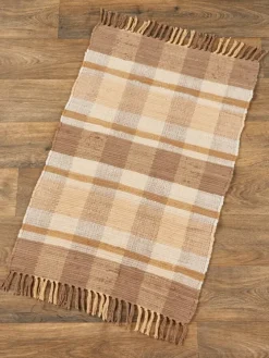 Plaid Cotton Rag Rug or Runner